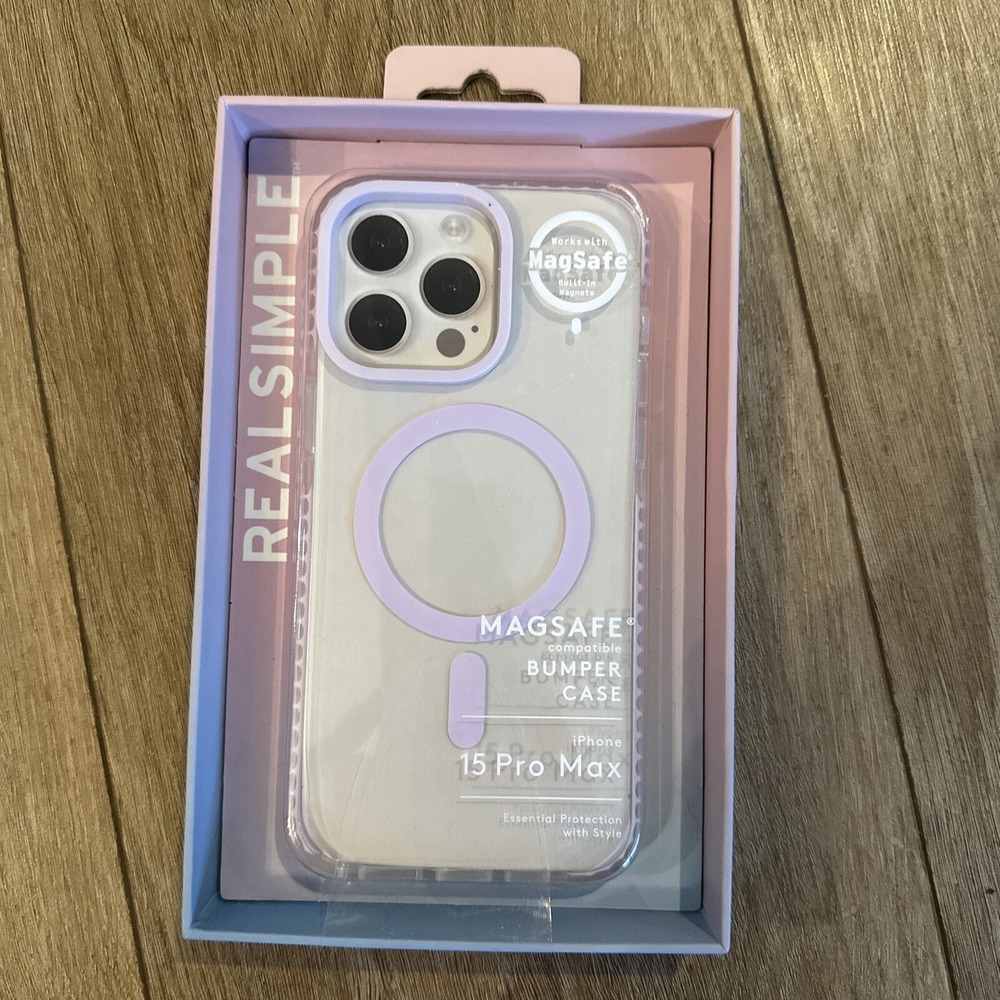 Real Simple iPhone 15 Pro Max MagSafe‎ Bumper Case Clear Lilac NEW